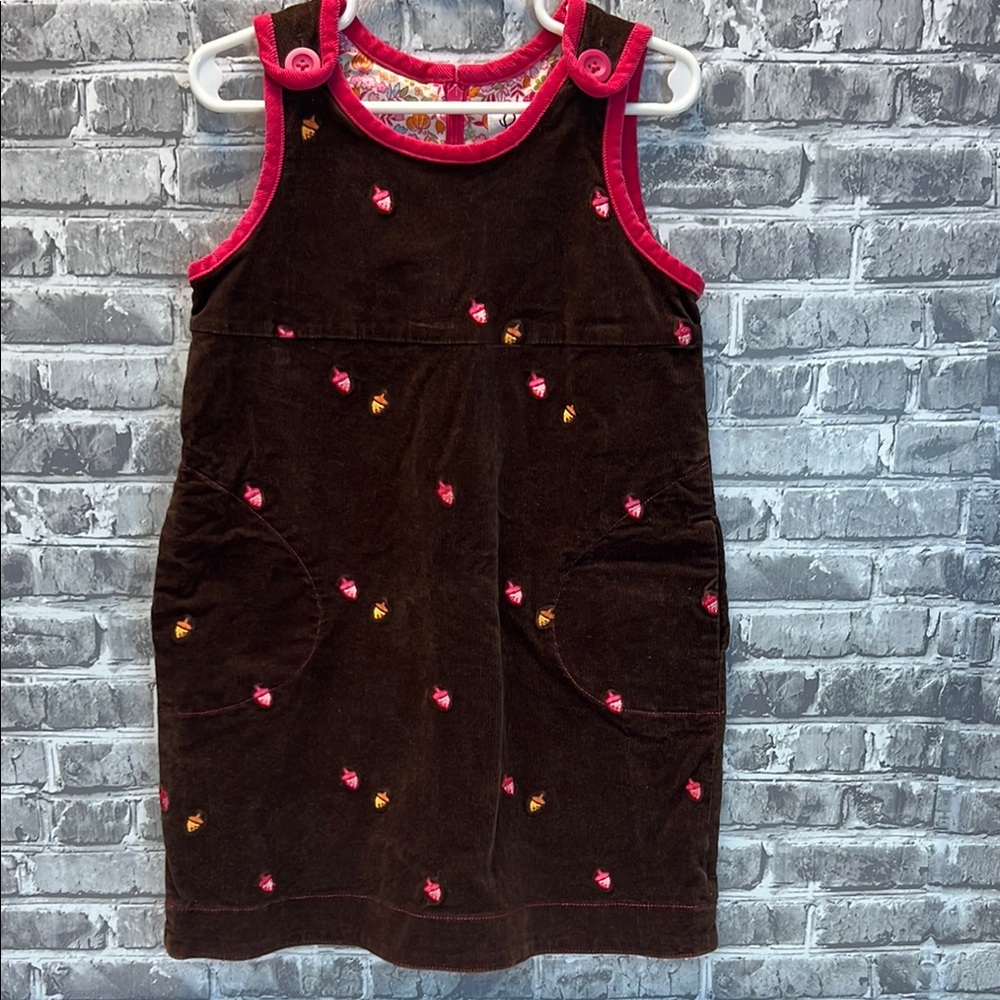 Girls Lilly Pulitzer Brown Corduroy Dress with Pink Trim
